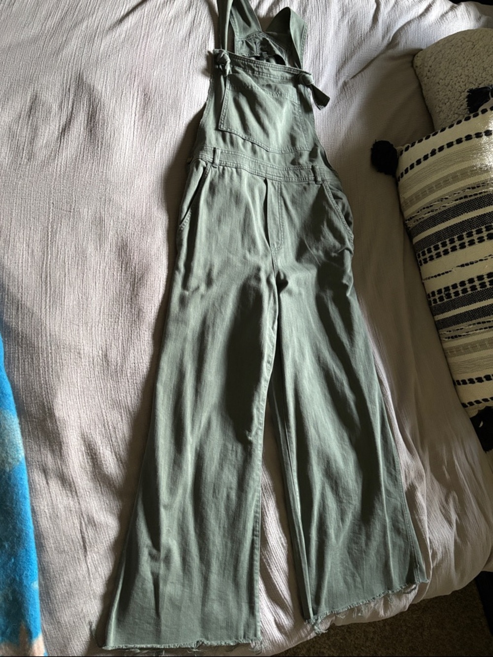 aerie Olive Green Wide-Leg Overalls